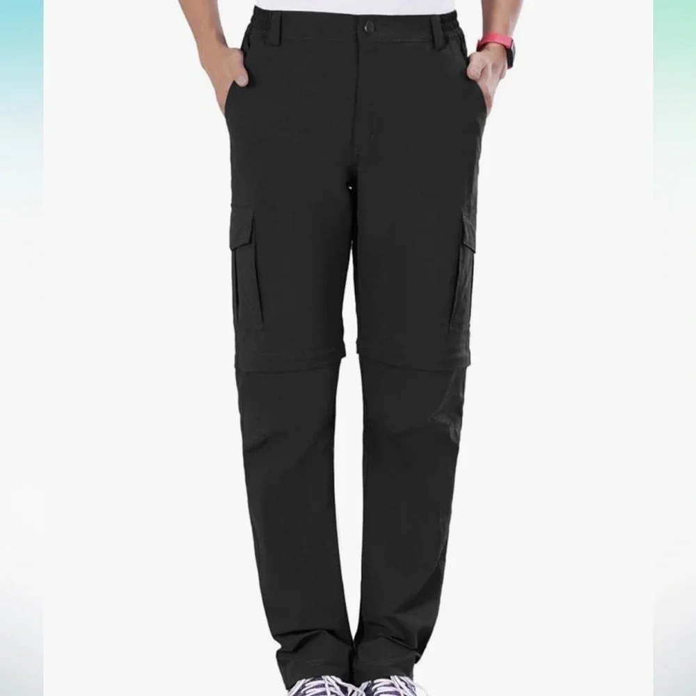 NONWE mens hiking convertible light weight quick dry black pants Sz-30x32. O14